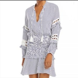 AQUA eyelet striped boho mini dress